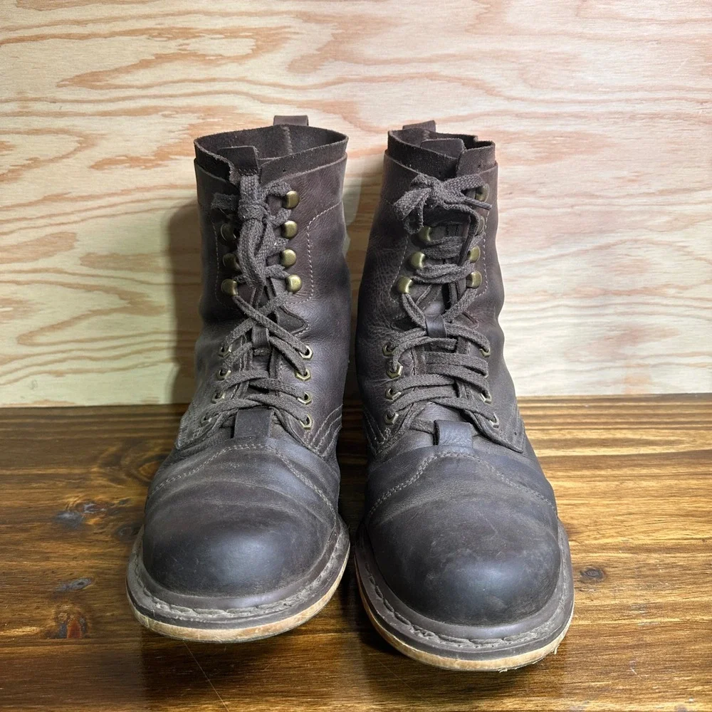 Dr. Martens Pier Dark Brown Leather Cap Toe Combat Boots Mens 11 Lace Up Rugged